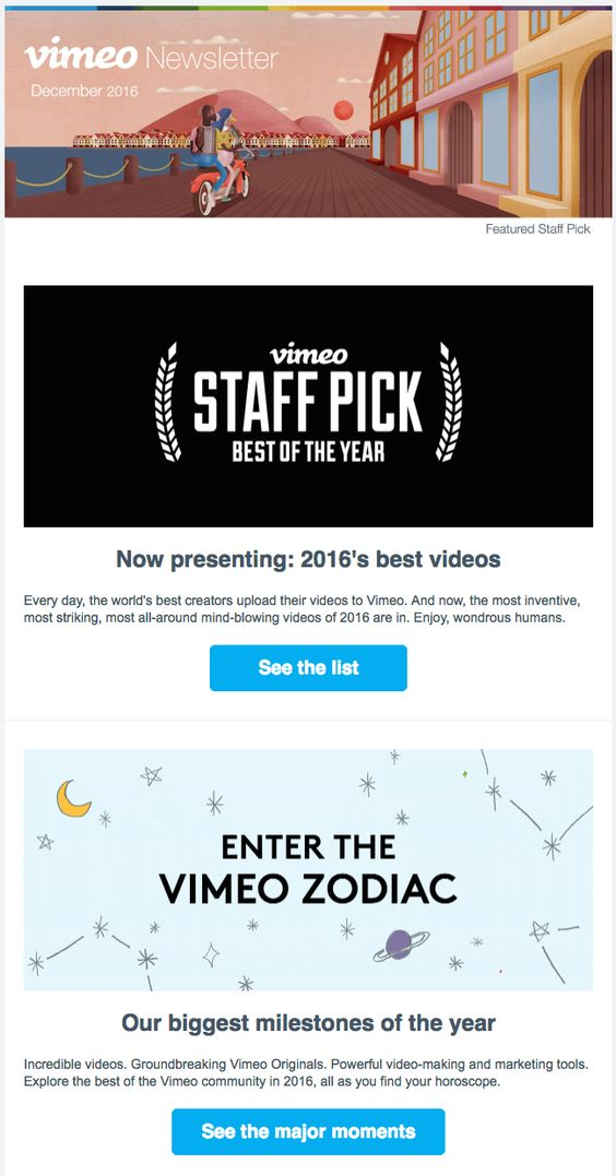 Email tổng kết hoạt động kinh doanh của Vimeo