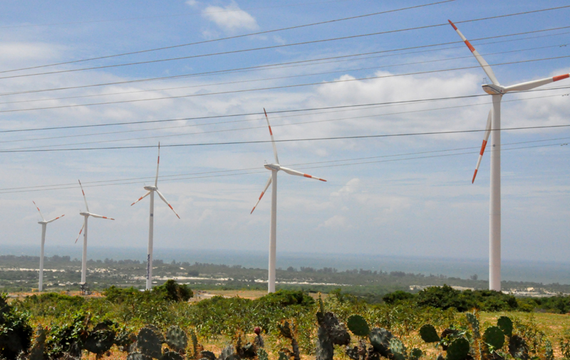 Tuabin gió tạo ra năng lượng cho nguồn điện năng lượng tái tạo