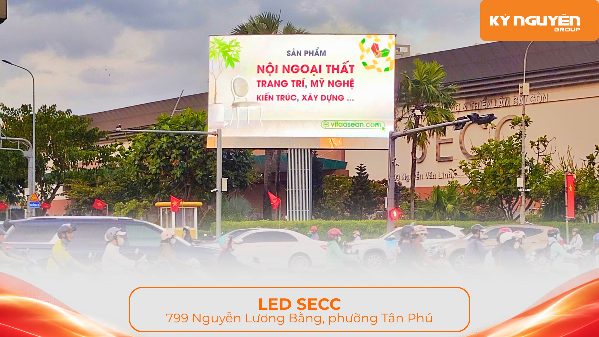 Quảng cáo VIFA ASEAN 2026 trên LED SECC gần địa điểm tổ chức hội chợ