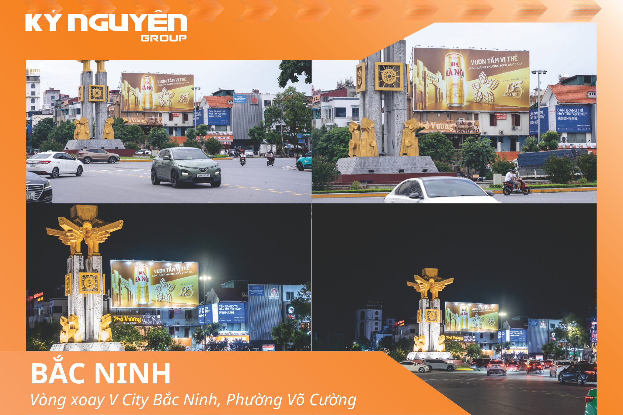 Quảng cáo Bia Hà Nội trên Pano Vòng xoay V City Bắc Ninh