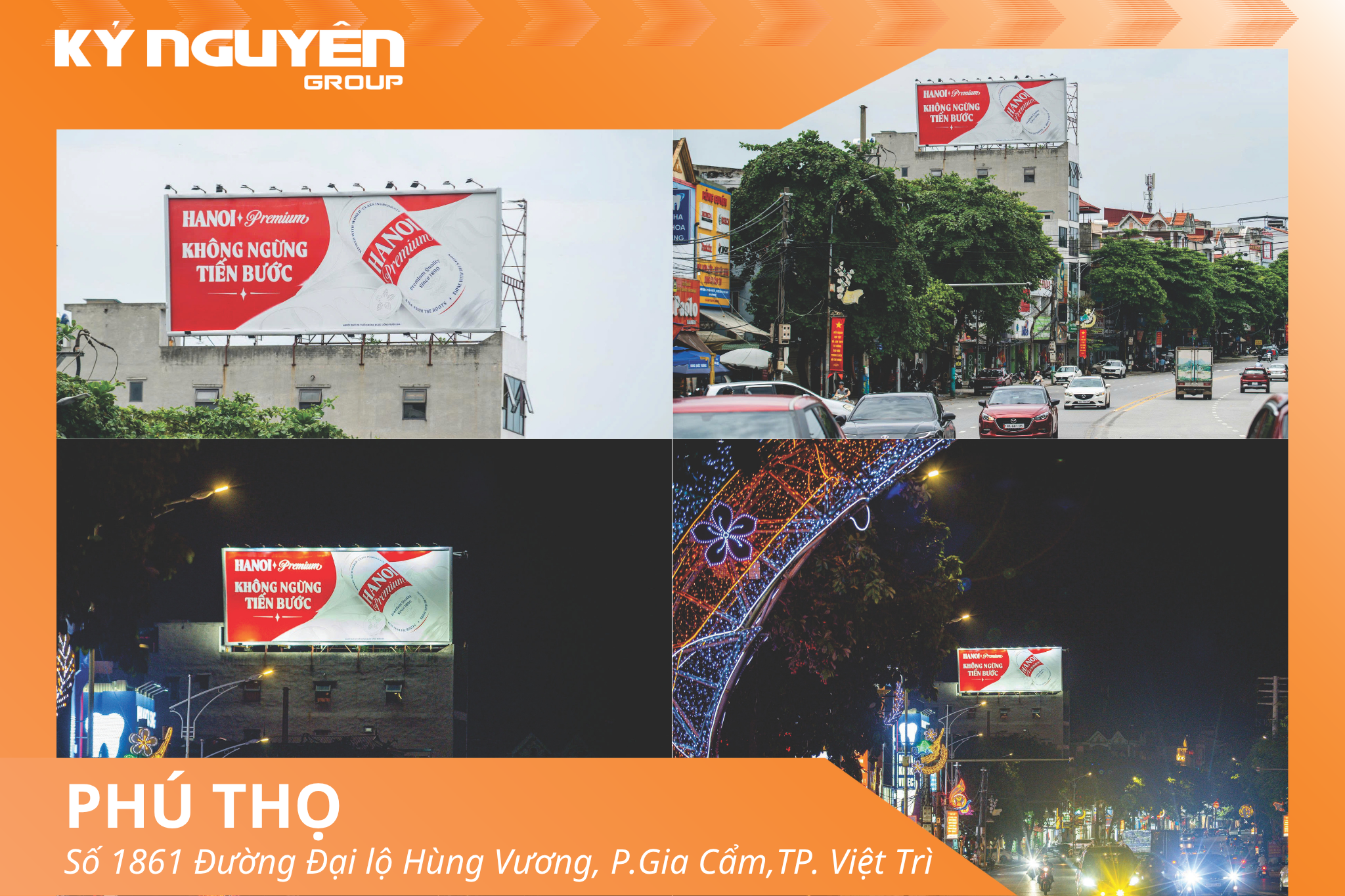 Quảng cáo Bia Hà Nội trên Pano Đại lộ Hùng Vương, Việt Trì, Phú Thọ